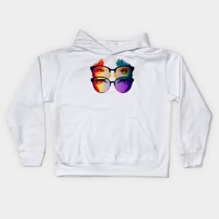 Rainbow colours glasses Kids Hoodie